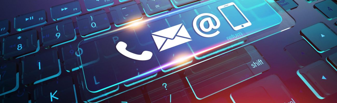 Contact us concept, Communication Symbols on Keyboard